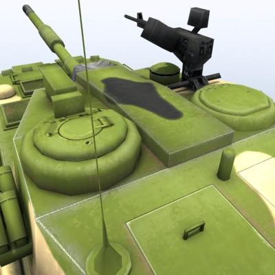 3D Model of Game-ready model of Chinese PTL02 100mm Wheeled Assault Gun - 3D Render 7